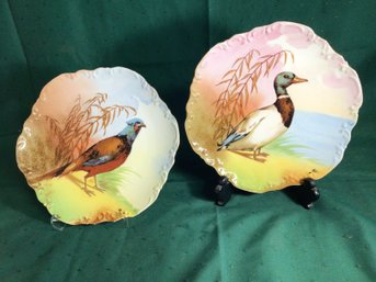 2 Signed Hand Painted Limoges Plates - 1 Duck And 1 Pheasant Plate, SHIPPABLE