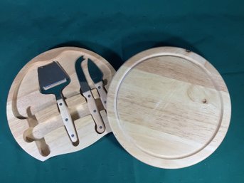 Neat Fold Away Cheese Board With Cheese Cutlery Inside - 10 In Diameter - See Description, SHIPPABLE