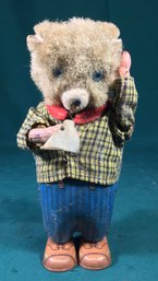 Vintage Wind-up Teddy Bear Toy - Tail Wags And Hands Moves