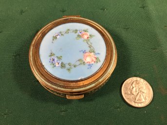 Antique Compact With Mirror Inside And On Back