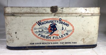 Antique Wachusett Brand Fresh Fillets Tin, Missing Lid - 7 In X 10.5 In X 15 In