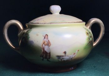 Antique Royal Bayreuth Sugar Bowl, Scenic, SHIPPABLE