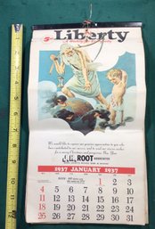 1937 Liberty Calendar - J.H. Root Associates - W/ ADVERTISING ON THE BACK!