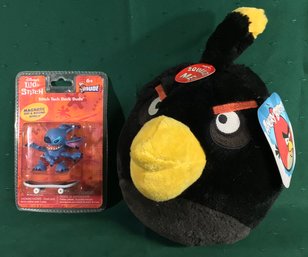 Disney Store Lilo & Stitch - Stitch Tech Deck Dude - New In Package And Angry Birds Plush - New
