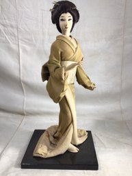 Antique Japanese Doll On Stand - 18 In Height