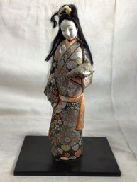 Antique Japanese Doll On Stand - 13 In Height