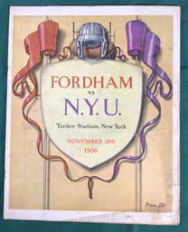 1936 Football Program - Fordham Vs. N.Y.U., Yankee Stadium, NY