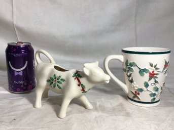 Lenox Holiday Creamer And Pfaltgraff Winterberry Mug, Lot Of 2