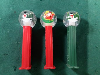 3 PEZ Snow Globe Dispensers  - SHIPPABLE - #08