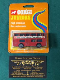 1973 Mettoy Co. Corgi Juniors Die-Cast Coca-Cola Doubke-Decker Bus - On Card