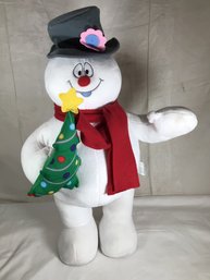 LARGE 24 In Height Free Standing Frosty The Snowman Plush Holding Christmas Tree, Warner Bros.