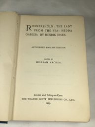 Antique Book - Rosmersholm: The Lady From The Sea: Hedda Gambler, By Henrik Ibsen, 1905 - 18B