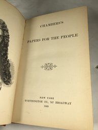 Antique Book - Chambers's Papers For The People, Worthington Co., 1889 - 19B