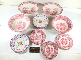 9 Memory Lane Serving Bowls And Plates, 6 Luster-ware Plates, See Photos