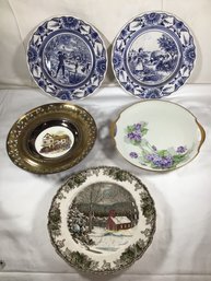 5 Vintage And Antique Plates, See Photos For Details