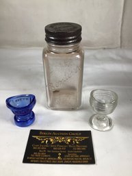 Antique Borden's Malted Milk Bottle And Two Antique Eye Washing Glass Cups