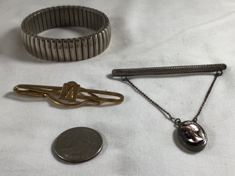 Bracelet, Sterling Pendant, And Clip