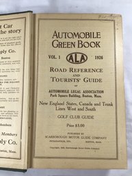 Antique Book - Automobile Green Book, Vol. 1, Scarborough Motor Guide Co., 1926 - #3F