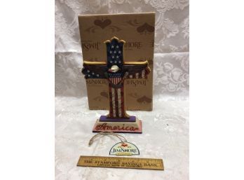 Jim Shore - God Bless America Red White & Blue Cross Figurine