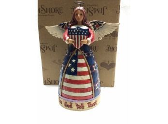 Jim Shore - Red, White & Blue - God Bless You - Patriotic Angel Figurine