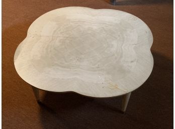 White Veneer Top Clover Leaf Coffee Table, Mid Century Style