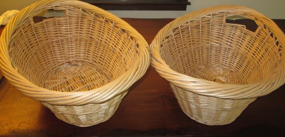 Pair Of Oval Wicker Laundry Baskets