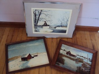 Trio Of Barns In Winter