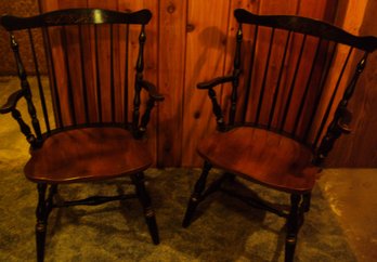 Pair Of Hitchcock Style Arm Chairs