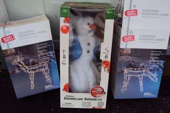 Dancing Snowman And Mini Wire Deer