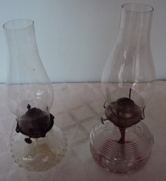Pair Of Vintage Hurricane Lamps