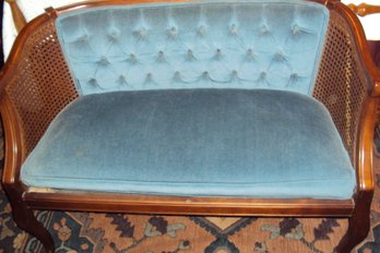 Federal Blue Velour Settee