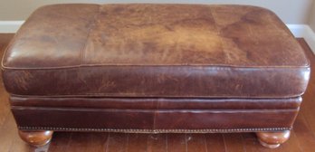 Long Brown Leather Bench/Ottoman