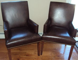 Pair Of Ethan Allen Leather Arm Chairs