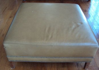 Large Square Ethan Allen Leather Ottoman