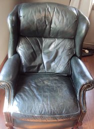 Dad's Green Leather Wingback Reclining  Chair