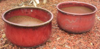 Pair Of Large Glazed Pots