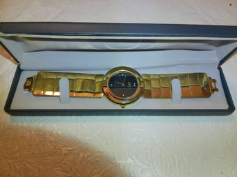 Goldplated Men's Watch With Diamond Chips