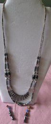 Hermatite Double Strand Neclace And Earrings