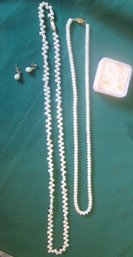 Pearl Strands With Pierced Earring Sets