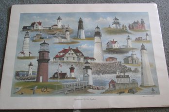 Light Houses Of New England Print Ready To Frame