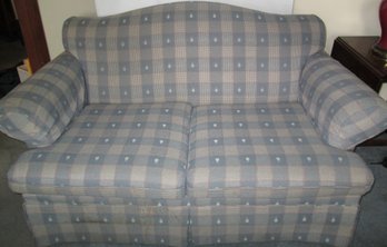 Federal Blue Calico Print With Little Pineapples Love Seat