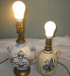 Vintage Ceramic Jug And Bottle Lamps