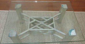 Glass Top Coffee Table With Geometrical  Design