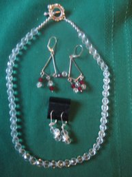 Glass Beaded Necklace & Earrings