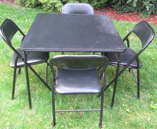 Padded Folding Card Table And Four Chairs