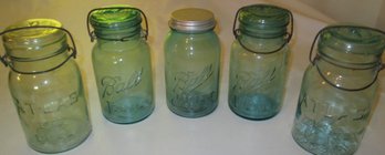 Mixed Lot Of Vintage Blue Mason Jars