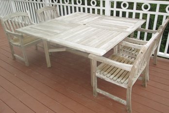 Teak Patio Table With Four Matching Chairs