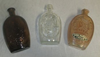 Vintage Bottles In Brown, Clear And Amber Carnival Glass