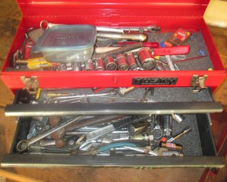 Husky Metal Toolbox With Assorted Tools