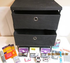 Office Organizer In Black Fabric With Loads Of Office Supplies!